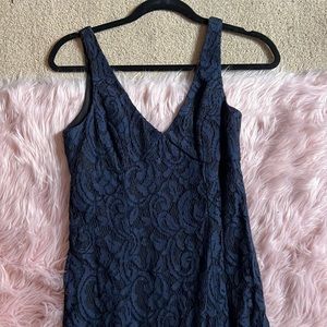 Formal BCB Generation Black/Navy Blue Floral Lace Long Dress